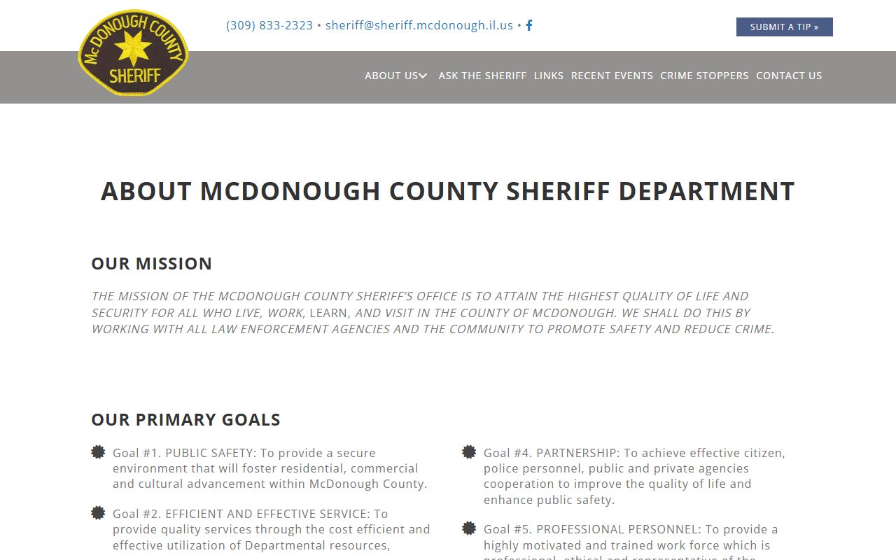 McDonough County Jail visitation schedule for inmate visits