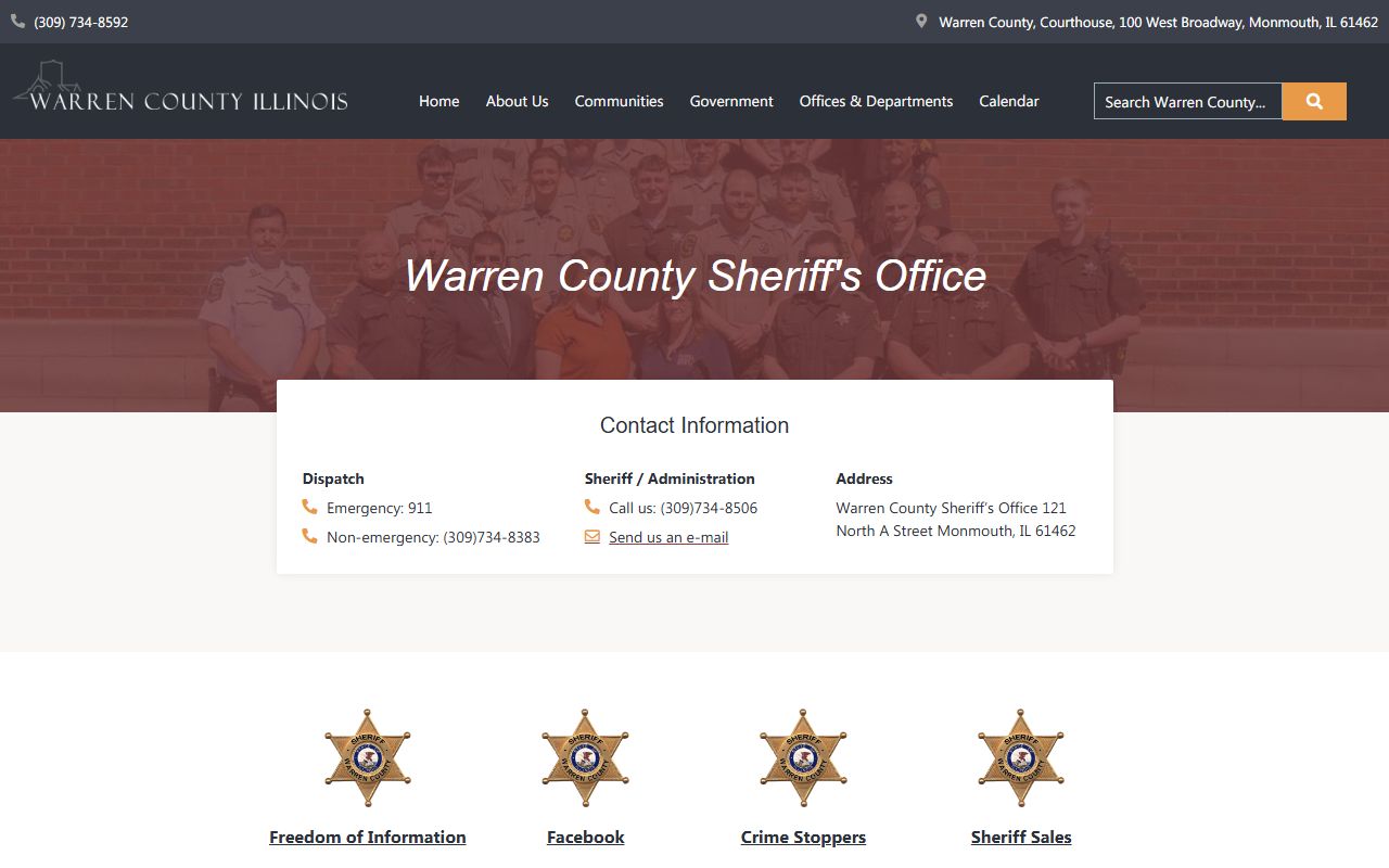 Warren County Jail inmate lookup sheriff contact page